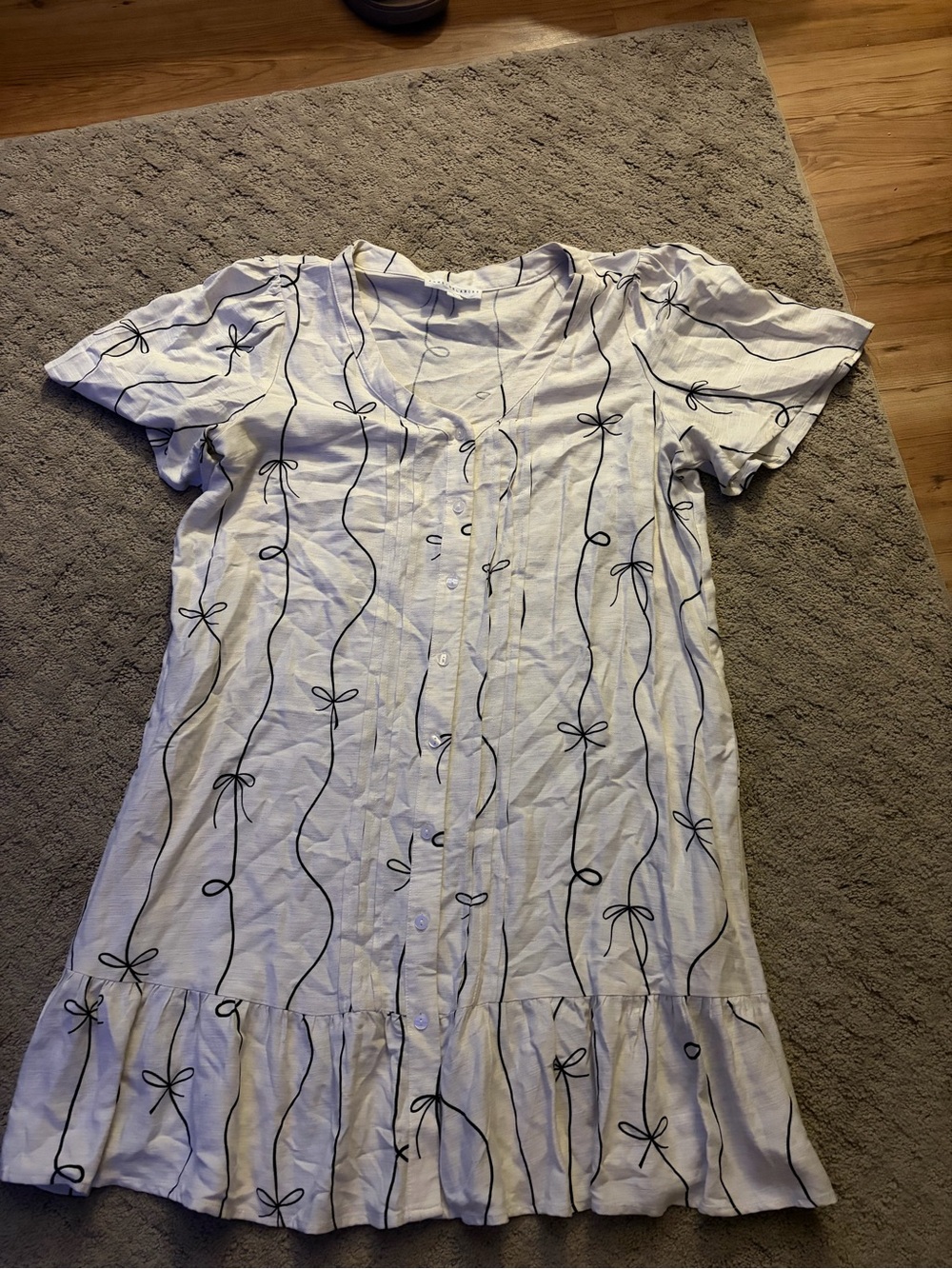 Jane and Delancey Cream Mini Dress with Black Bow-Print